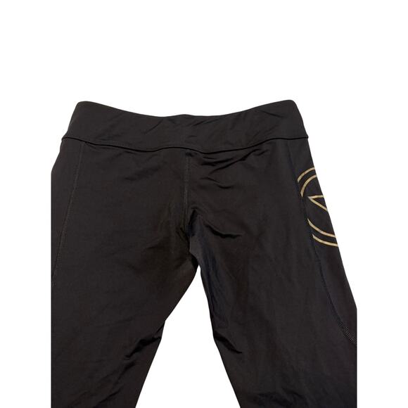 Virus Performance Compression Leggings Cropped Black Gold Womens Large Gym - Picture 12 of 16